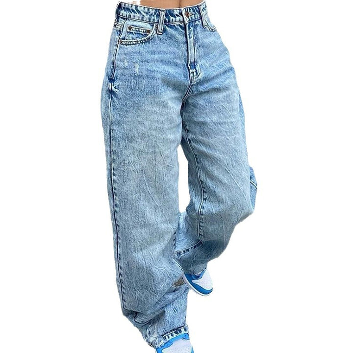 Dame brede Cargo-Jeans med unikke lommer og afslappet pasform Skovae