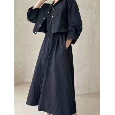 Dame Midi-Kjole med struktureret Oversized-Jakke Stilla