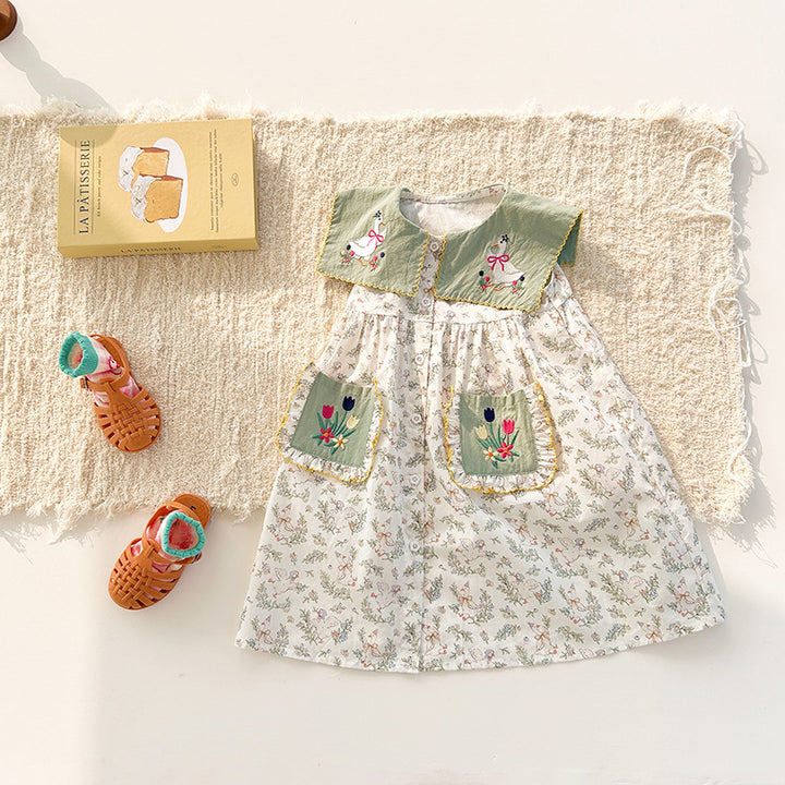 Femme Floral Broderet Kjole Stilla