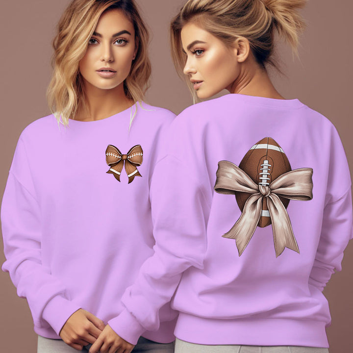 Dame sweatshirt med sødt fodboldmotiv og sløjfeaccent Stilla