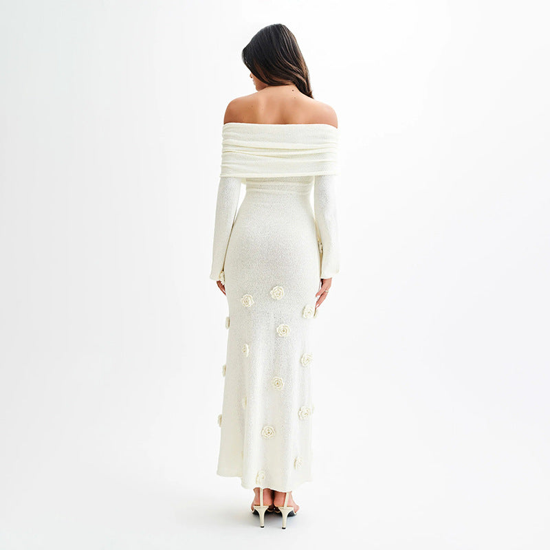 Kvinder Elegant Off-Shoulder Blomsterkjole Maxi Stilla
