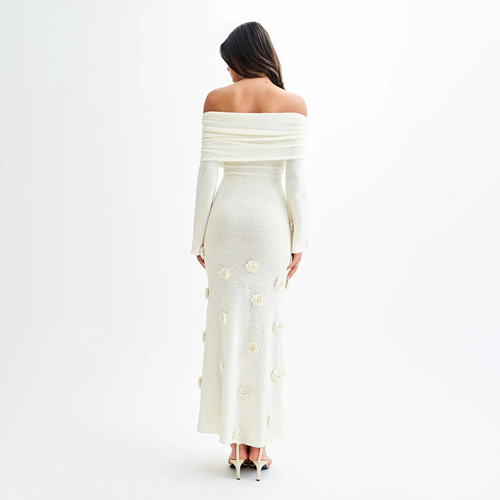 Kvinder Elegant Off-Shoulder Blomsterkjole Maxi Stilla