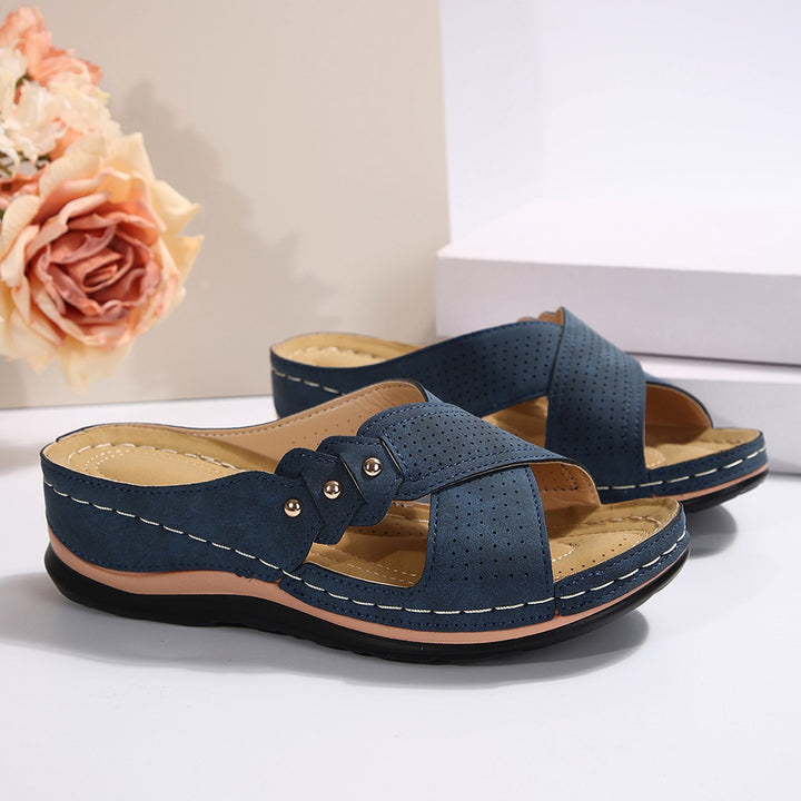 Dame Komfortable Sandaler med moderigtigt blomsterdekoreringsdesign og ergonomisk fodseng Stilla