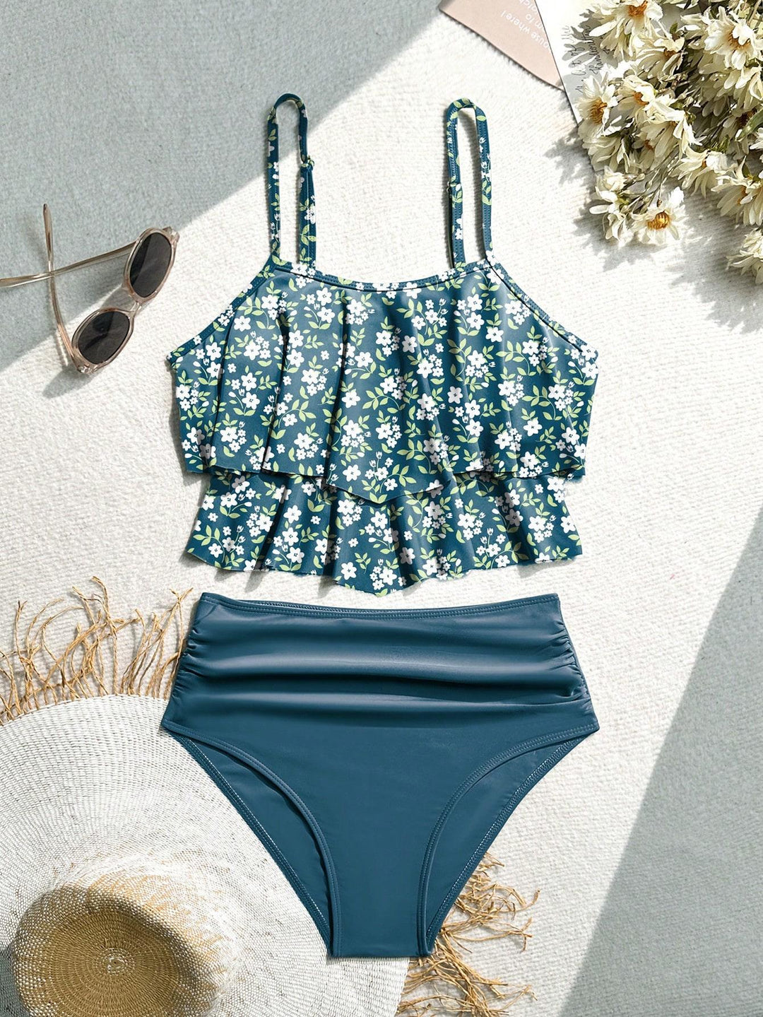 Dame bikini sæt med voluminøst flæse design Skovae