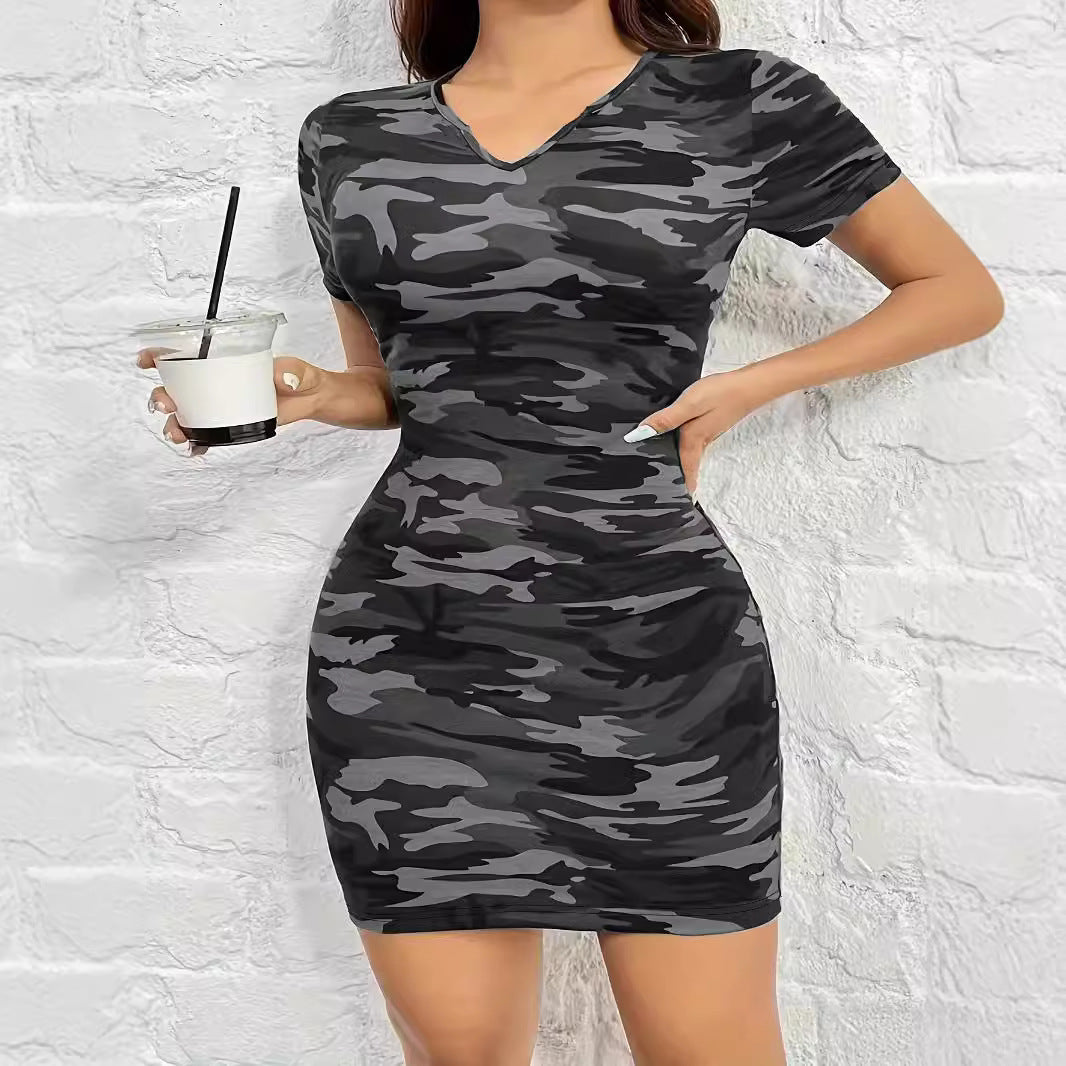 Dame Fritid Camouflage Bodycon Kjole Stilla