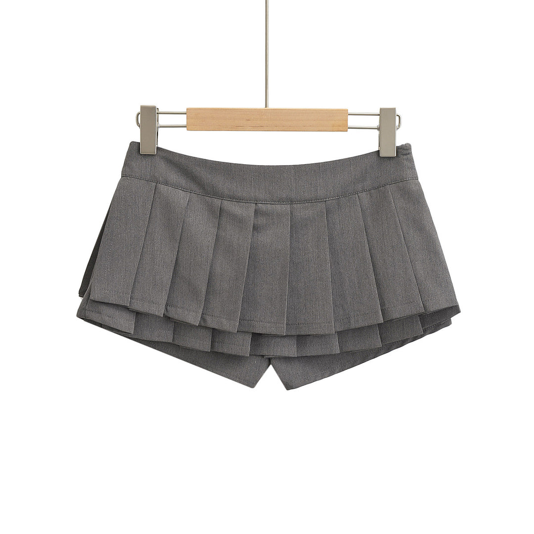 Dame plissé nederdel-shorts med integreret inderbukser og elegant snit Stilla