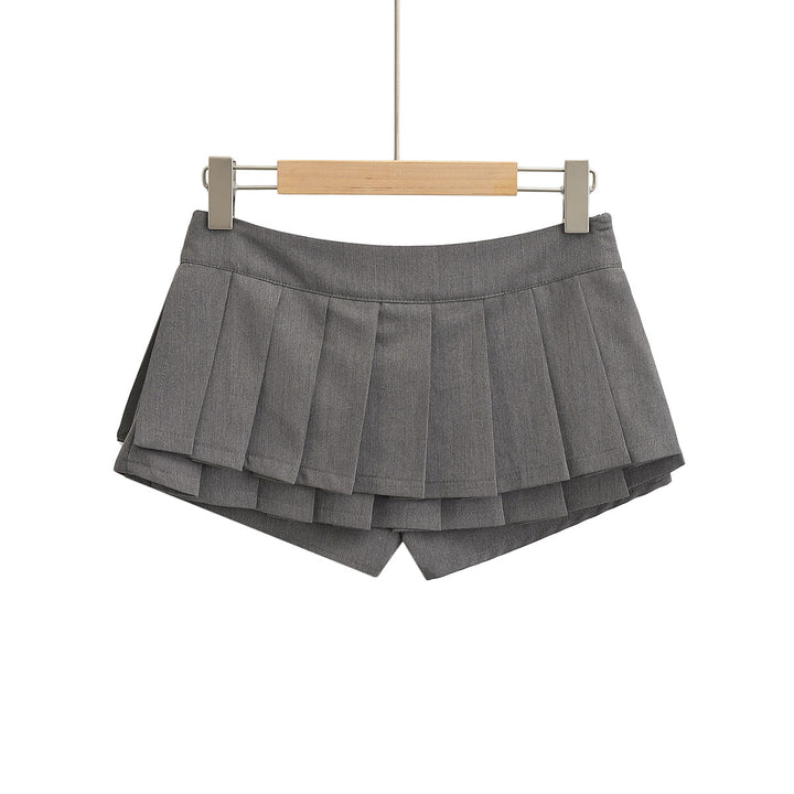 Dame plissé nederdel-shorts med integreret inderbukser og elegant snit Stilla