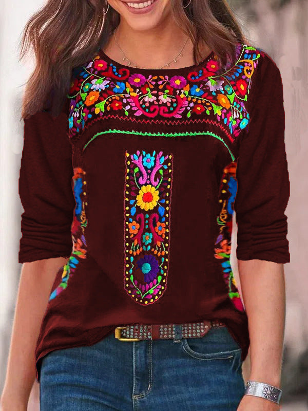 Dame broderet tunika top Stilla