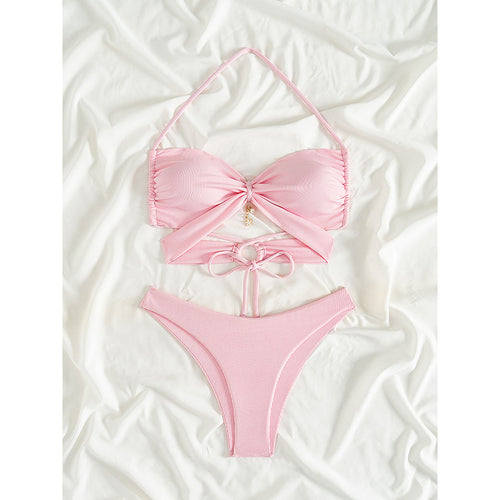 Damer Strappy Knytte-Detail Bikini Sæt Stilla