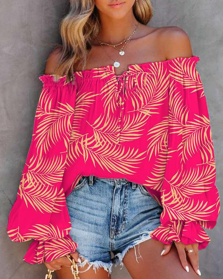 Dame Off-Shoulder Bohemian Tryk Bluse Stilla