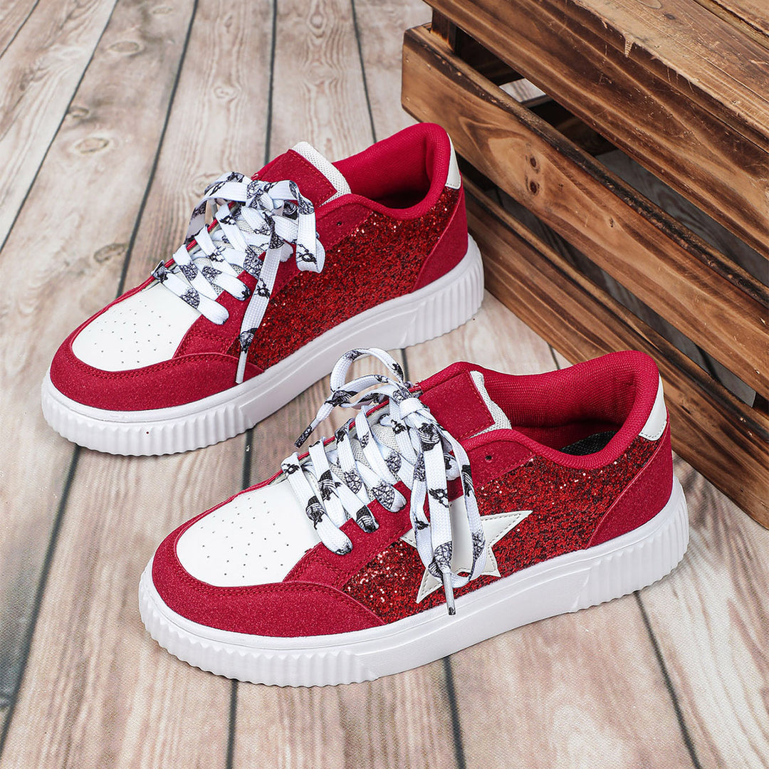 Damer Funklende Sneakers med glitrende overflade og sportsligt design Stilla