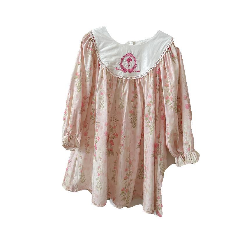 Pige Vintage Blomster Smock Kjole Stilla