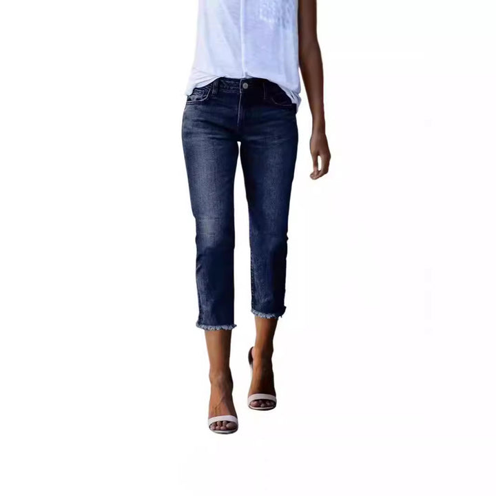 Dame tidløse jeans i moderne snit med cropped ben Skovae