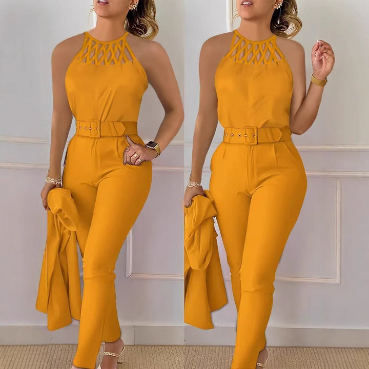 Dame jumpsuit med moderne snit og dekorativ krave Stilla