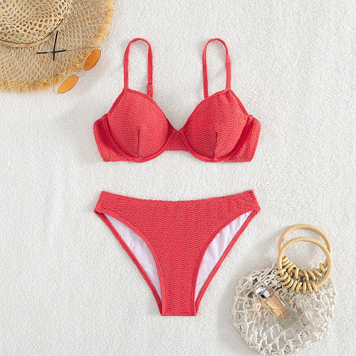 Dame Push-Up-Bikini med stilfulde teksturer Skovae
