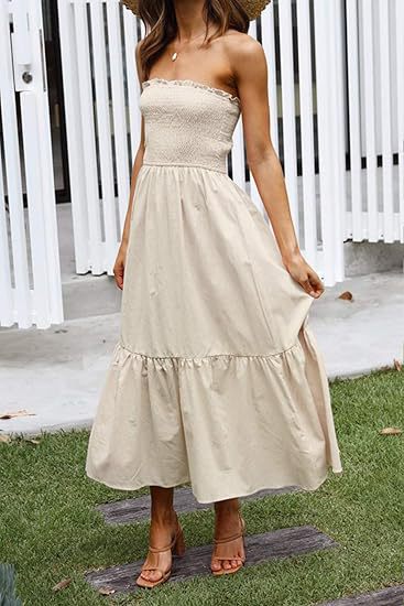 Dame Strapless Blomster Maxikjole Stilla