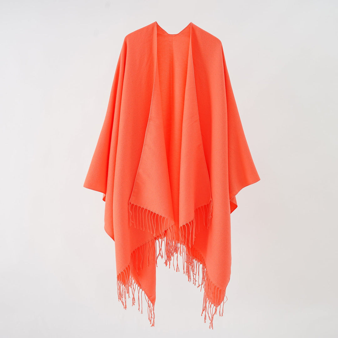 Dame Modisk Frynse-Poncho Af Blødt Materiale med Luksuriøs Fald Skovae
