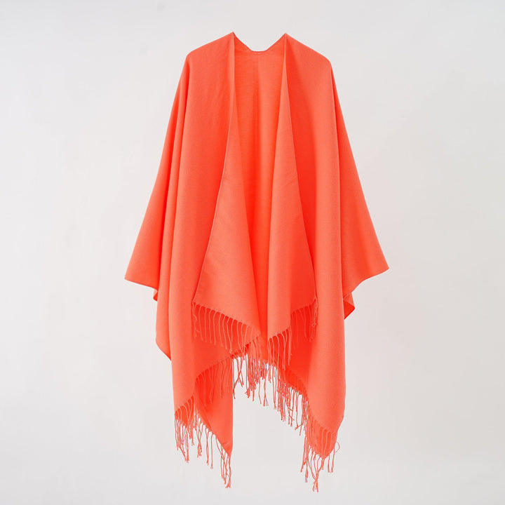 Dame Modisk Frynse-Poncho Af Blødt Materiale med Luksuriøs Fald Skovae