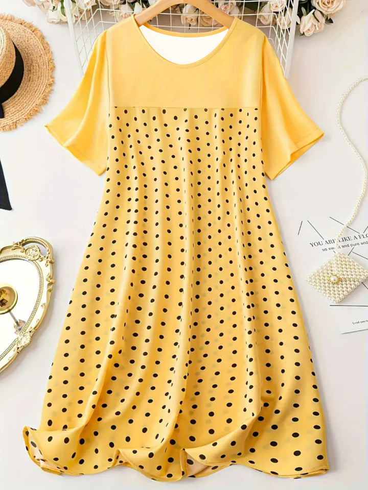 Dame Polka-Dots fritidskjole med luftige ærmer og behageligt let stof Stilla