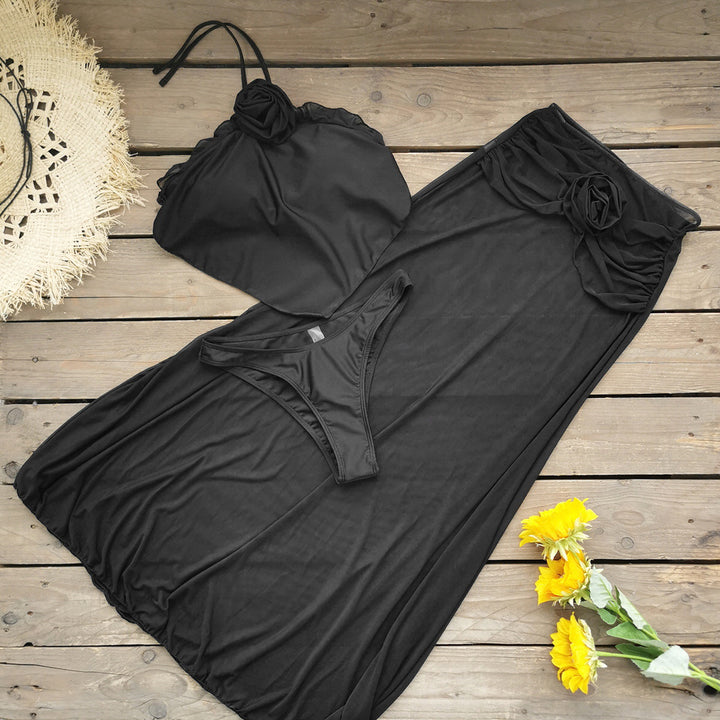 Dame Strandmode-sæt med elegant transparent overrobe og raffineret top Stilla