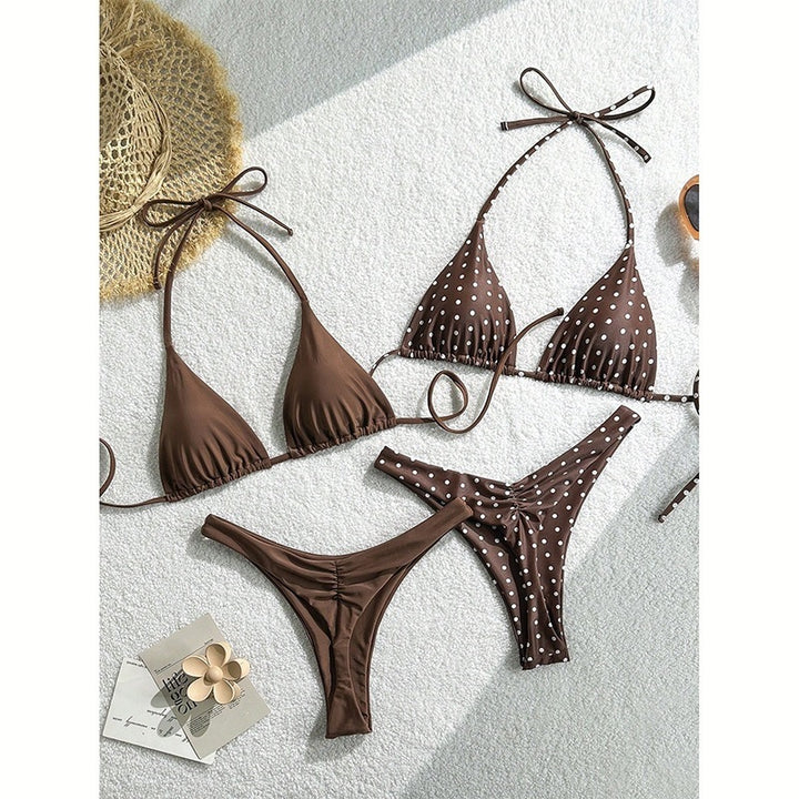 Dame Triangel-Bikini-sæt med raffinerede detaljer Skovae