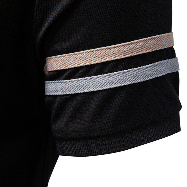 Herren nan åndbart elastisk poloshirt med kort lynlås og kontraststriber på ærmer Skovae