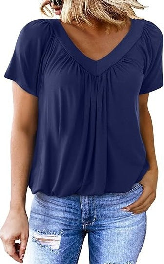Dame Relaxed Fit V-Hals Bluse Stilla