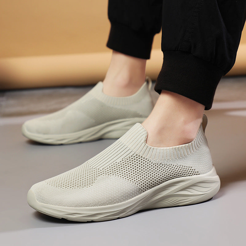 Unisex nan elastisk strik-sneakersko med ergonomisk dæmpningssål og hælsløjfe Skovae