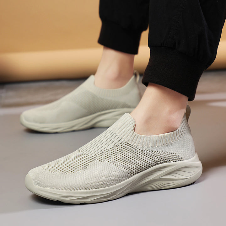 Unisex nan elastisk strik-sneakersko med ergonomisk dæmpningssål og hælsløjfe Skovae