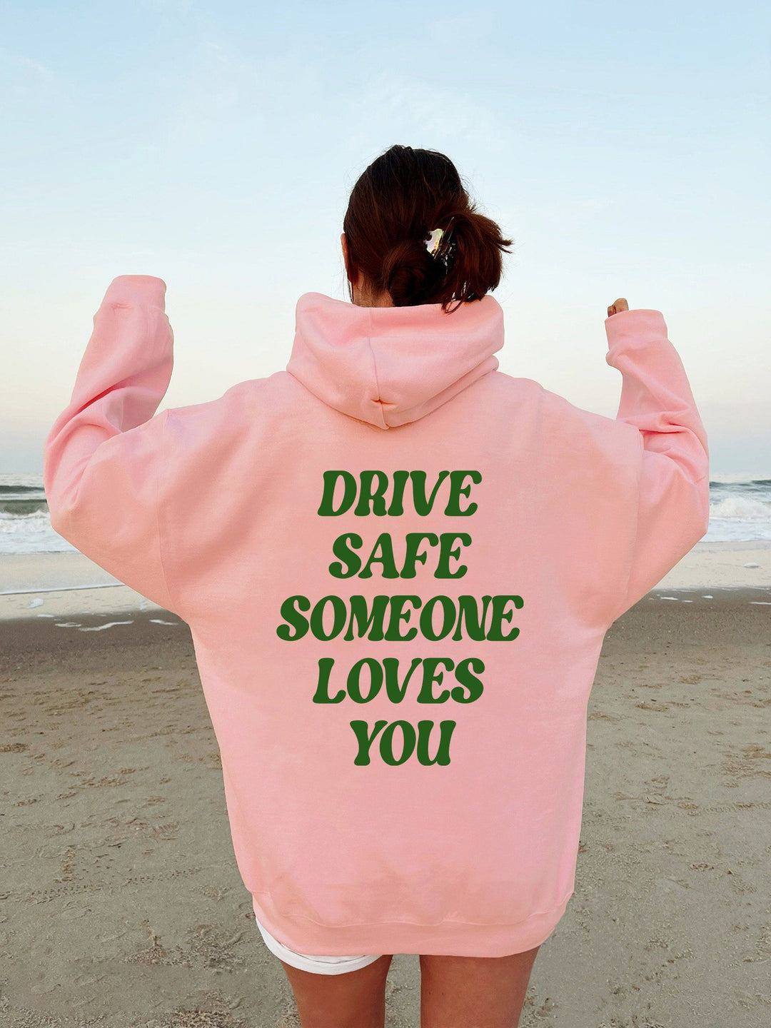 Kvinders hætte sweatshirt med inspirerende tekst og afslappet pasform Skovae