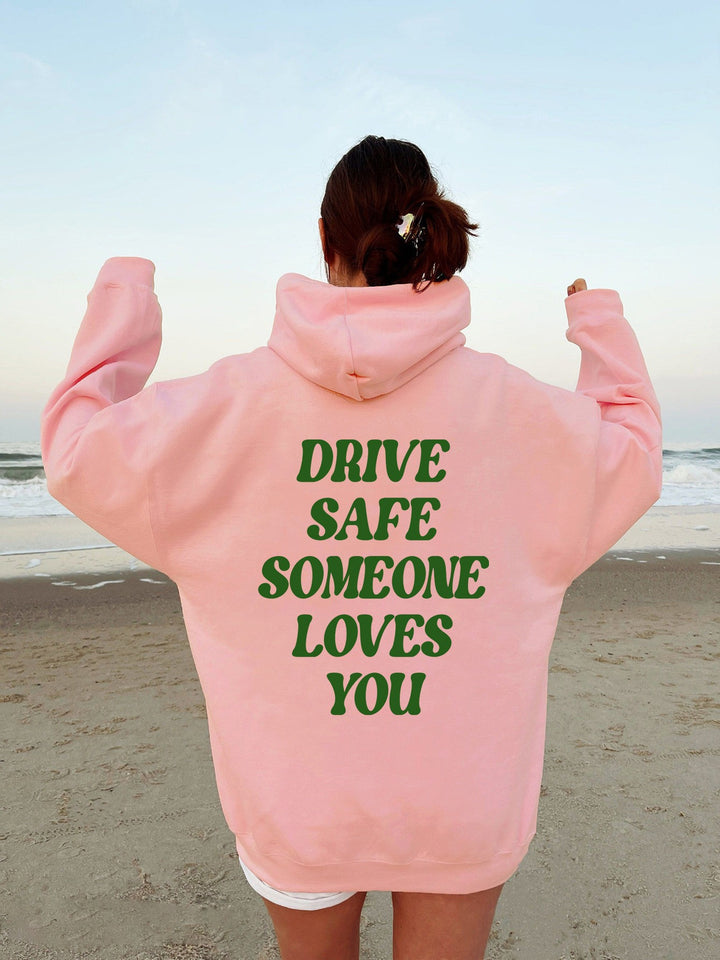 Kvinders hætte sweatshirt med inspirerende tekst og afslappet pasform Skovae