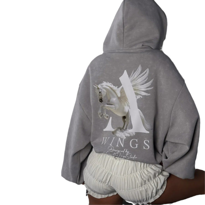 Dame Urban Hoodie med unikt grafisk design Stilla