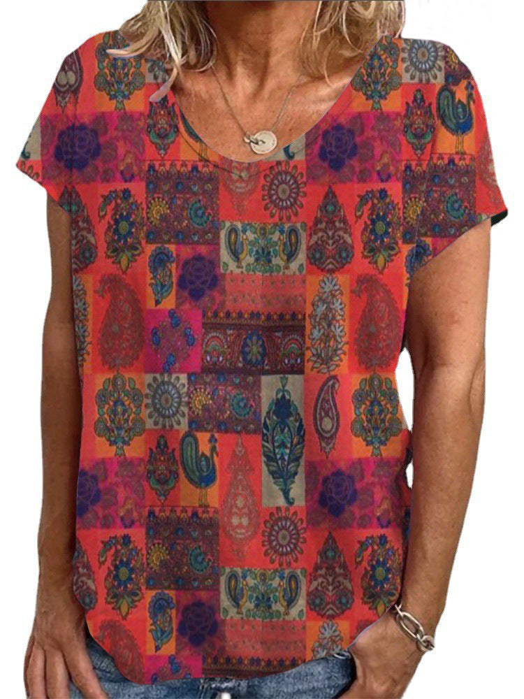 Dame Loose Bluse med farverigt paisleymønster Skovae