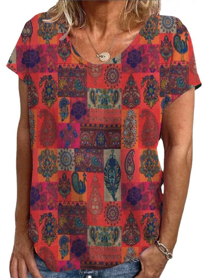 Dame Loose Bluse med farverigt paisleymønster Skovae