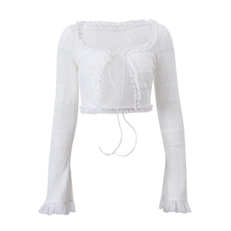 Damer Elegant top med ruffles detaljer og matchende shorts Stilla