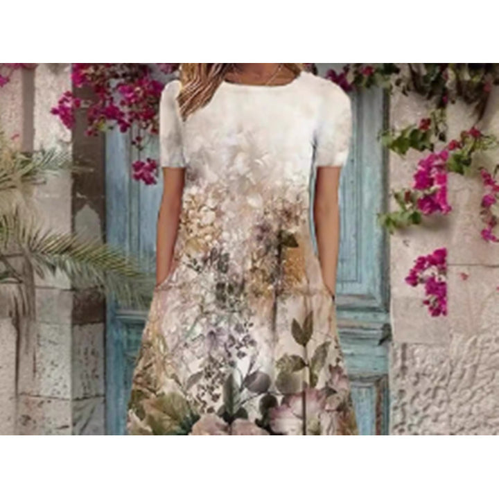 Damer Elegant Maxikjole med blomsterdesign og delikat rund halsudskæring Skovae