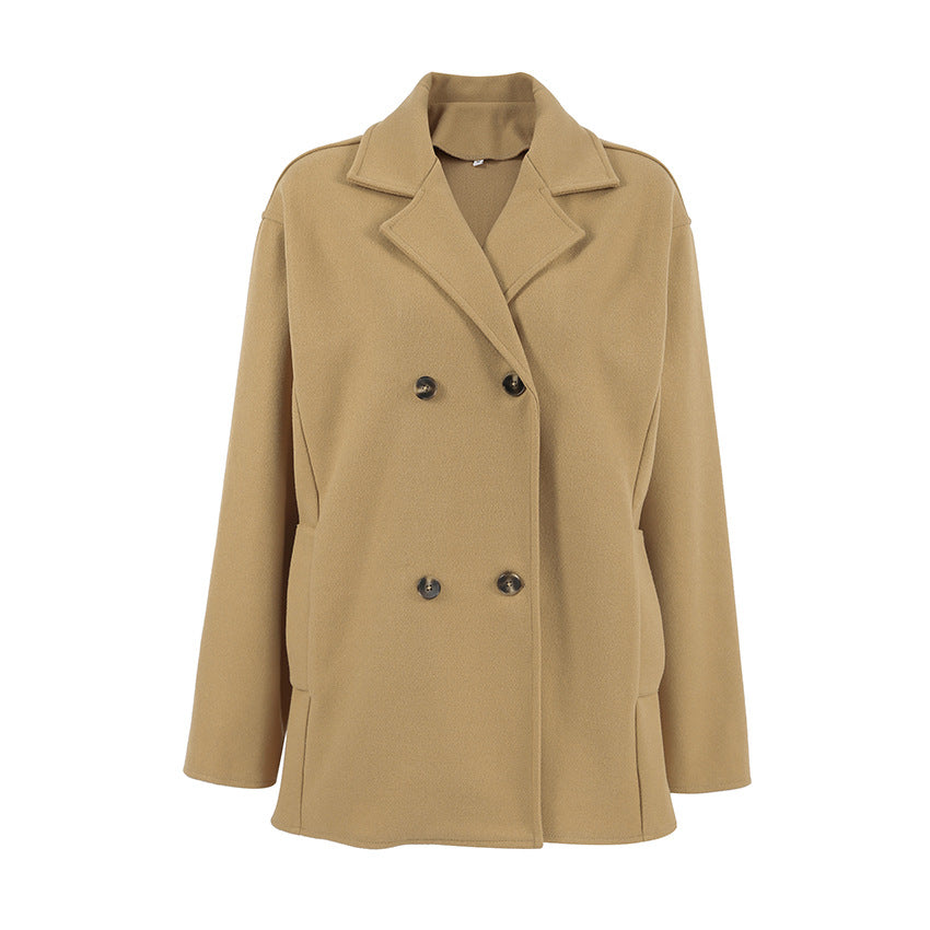 Dame Dobbelt-frontet Oversized Jakke med elegant Snit Stilla