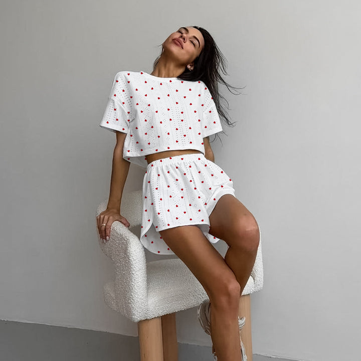 Dame Loungewear Sæt med sødt bjørne-motiv Stilla