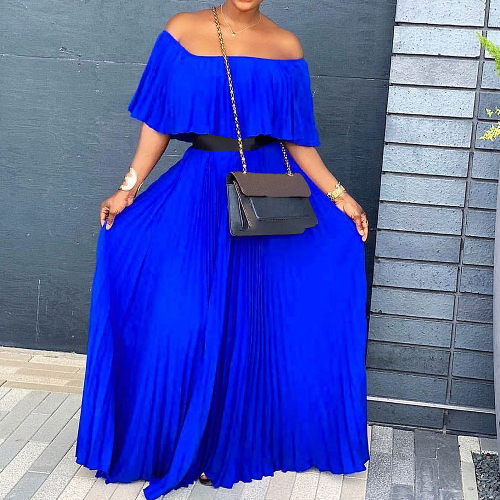 Dame Elegant Maxikjole med Off-Shoulder Design og flydende Skirt Stilla