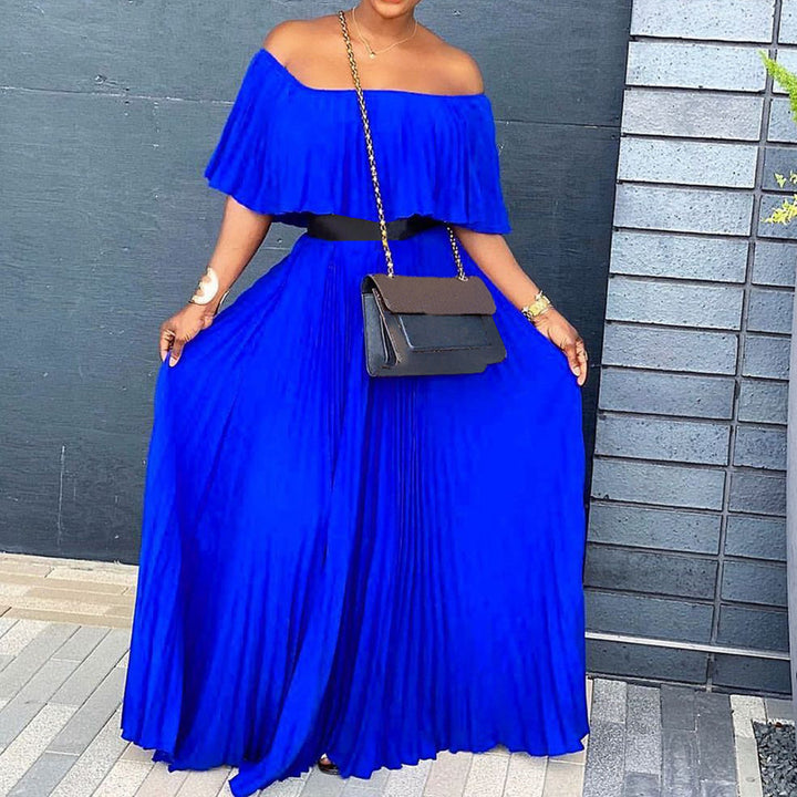 Dame Elegant Maxikjole med Off-Shoulder Design og flydende Skirt Stilla