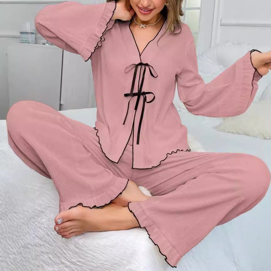 Dame natkjole sæt med elegante flæser Stilla