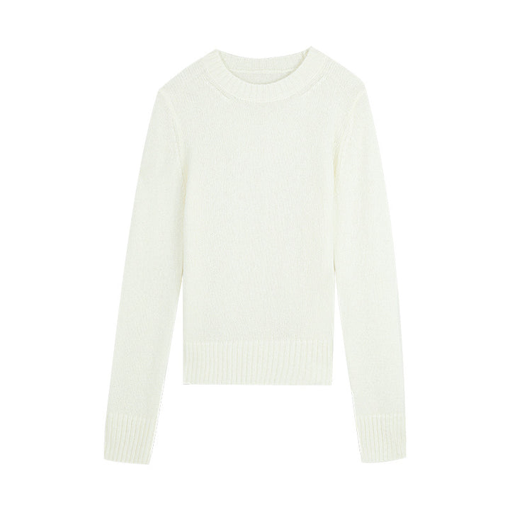 Dame elegant strikpullover med fin tekstur og tidløst rundhalsudskæring Stilla