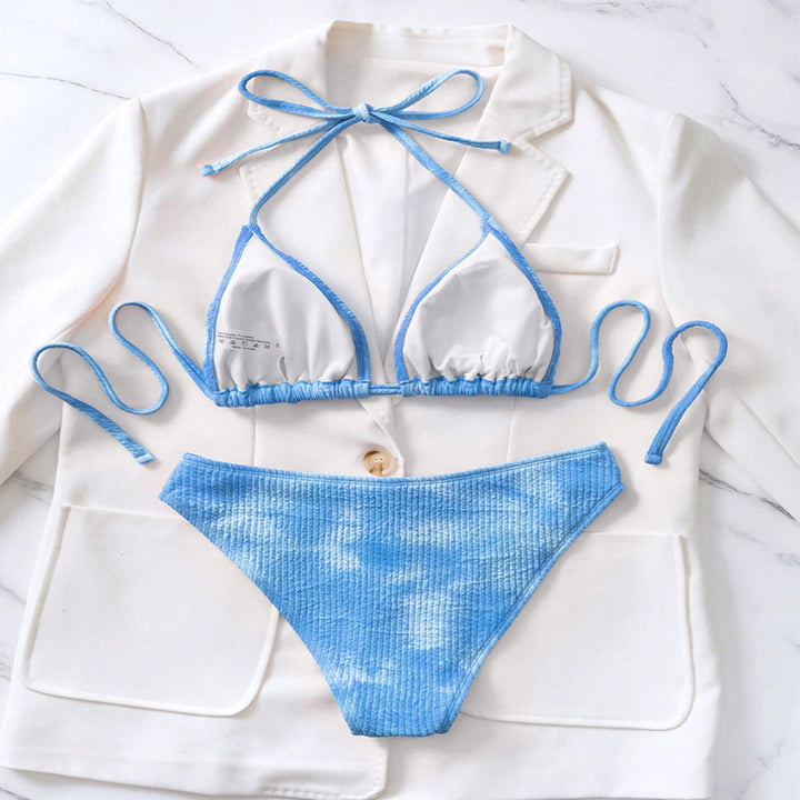 Damer Ripp-Tie-Dye Trekants Bikini Sæt Stilla