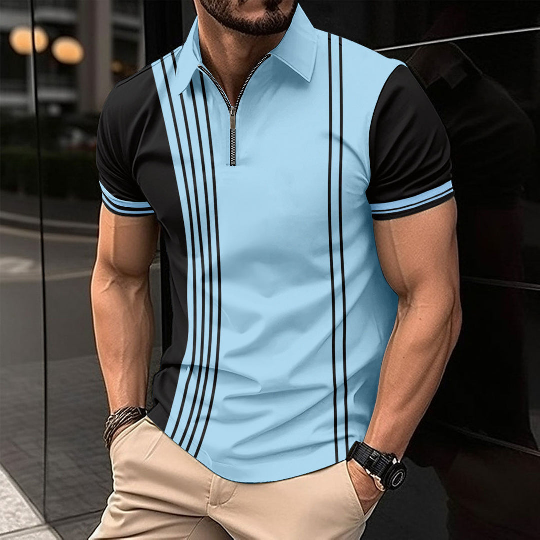 Herre sportiv kortærmet poloshirt med moderne lynlås Stilla
