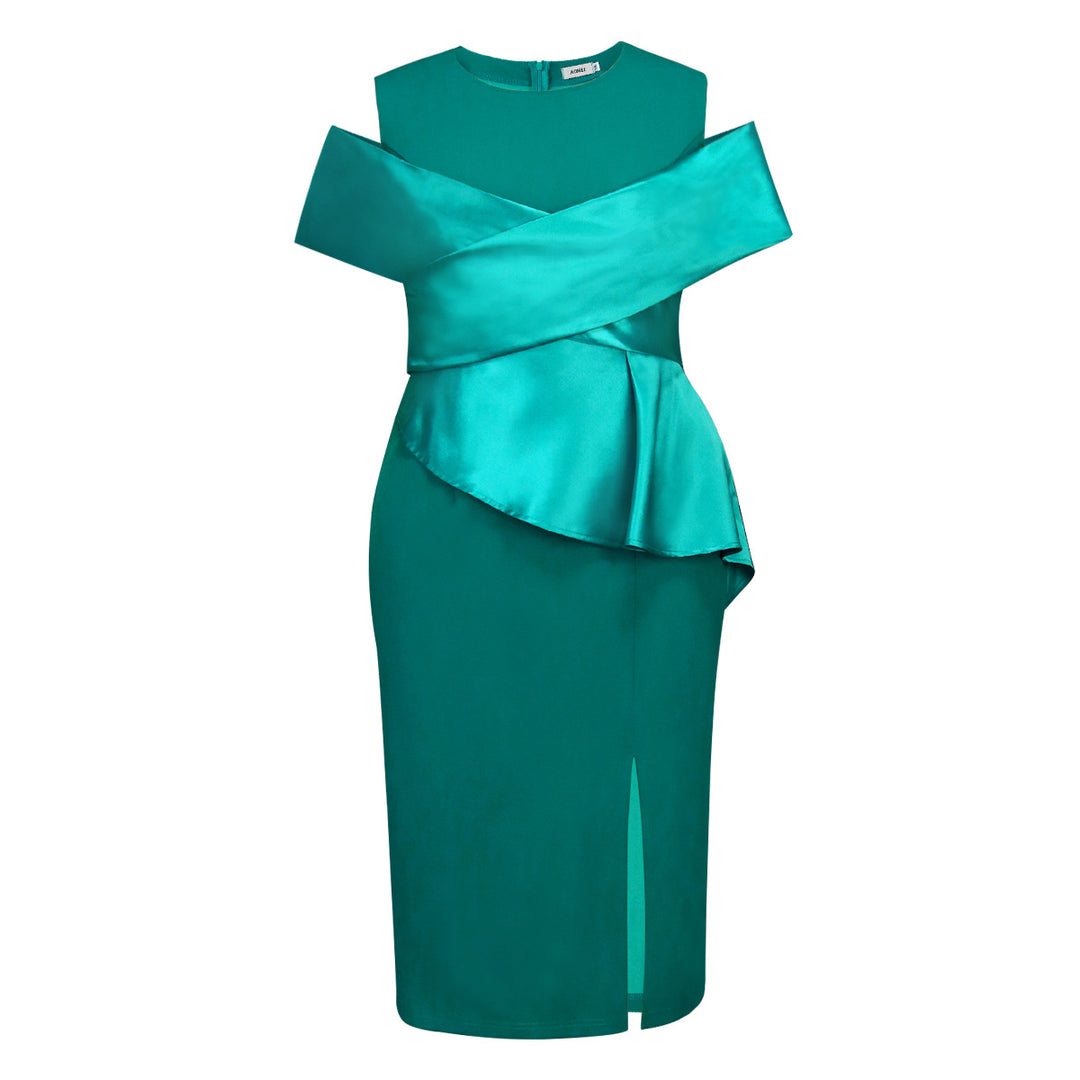 Dame Cocktailkjole med asymmetrisk overdel og draperingsdetalje Skovae