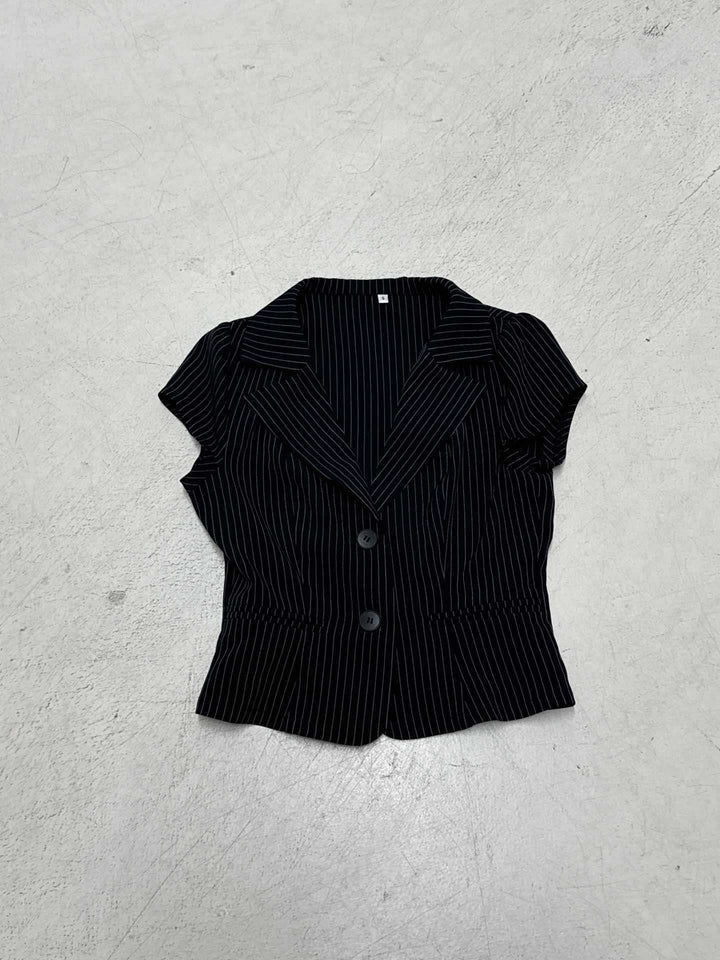Dame blazer med figursyet snit og moderne striber Skovae