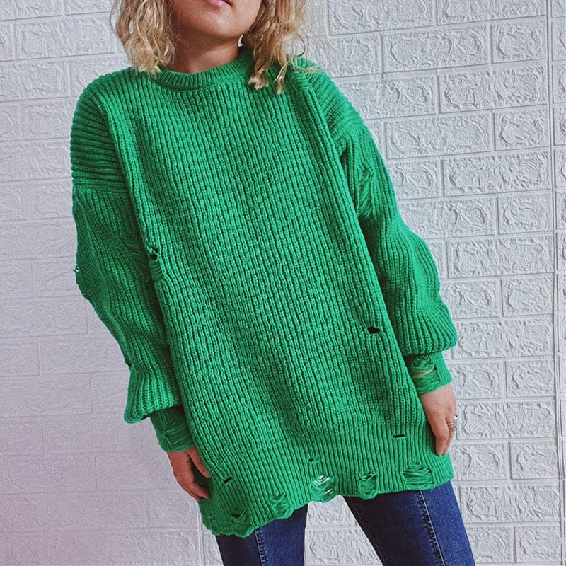 Kvinders afslappede oversized sweater med tekstureret strikdesign Stilla