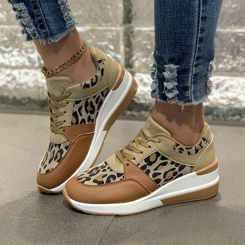 Dame moderigtige sneakers med dyremønster og polstret sål Stilla