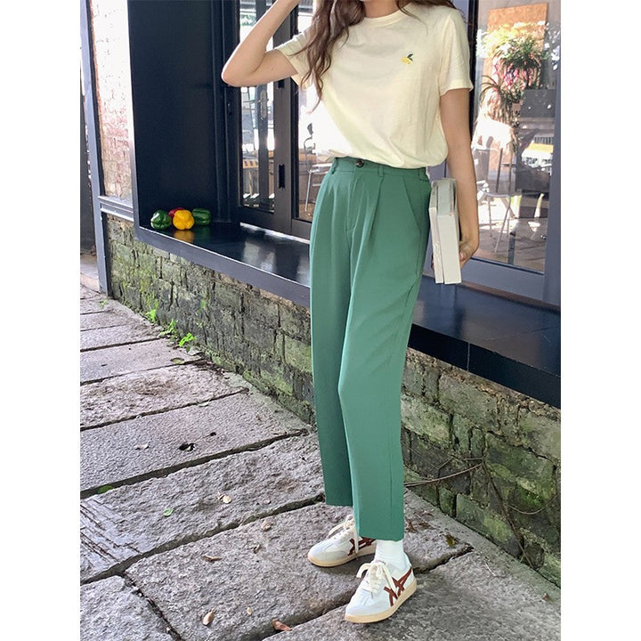 Damer elegante high-waist bukser med smalle ben og praktiske lommer Stilla