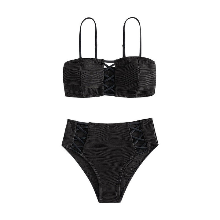 Dame bikini sæt med struktureret overflade og dekorative indlæg Skovae